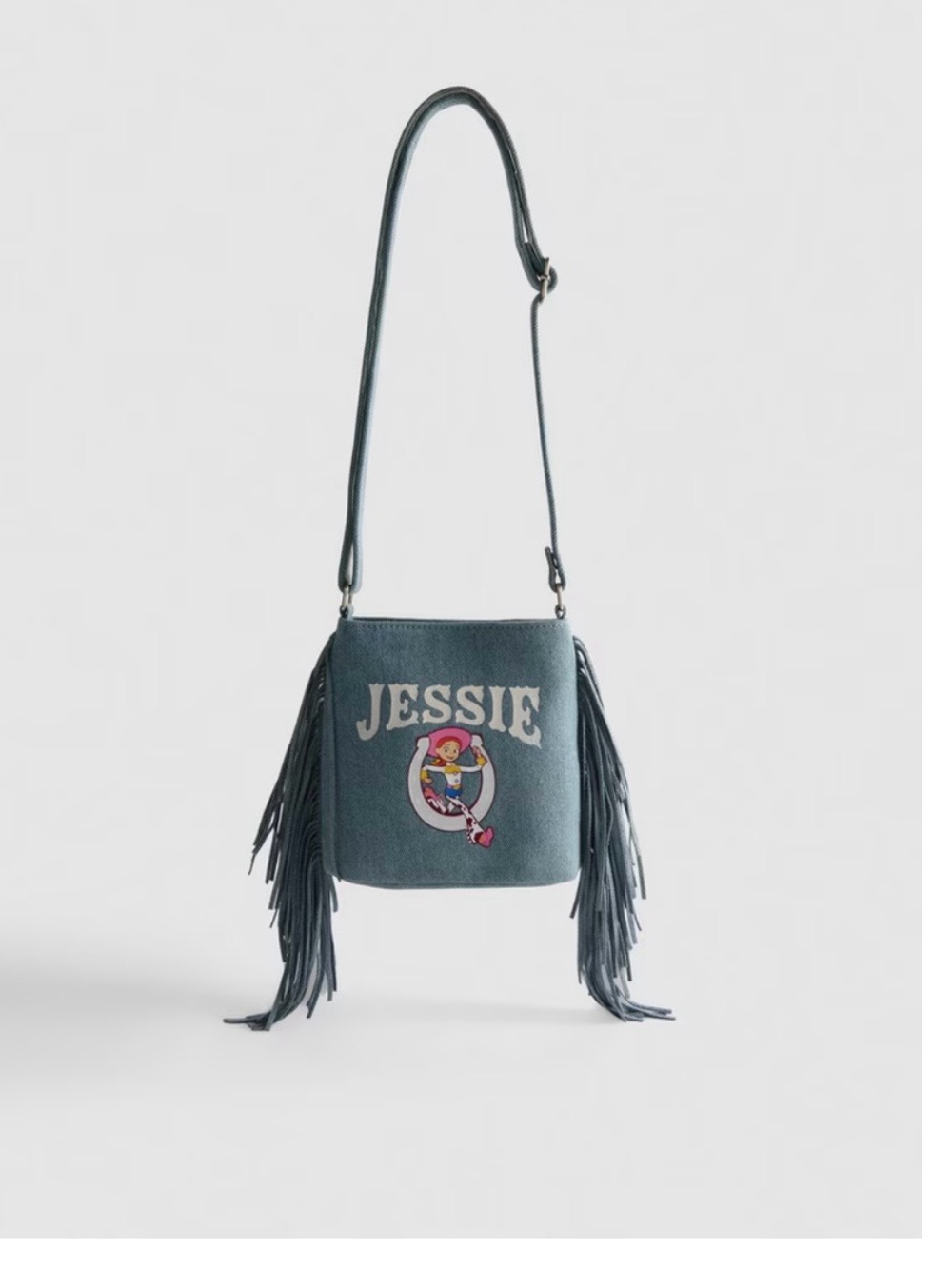 Jessie Embroidered Fringe Leather Crossbody Bag in Teal